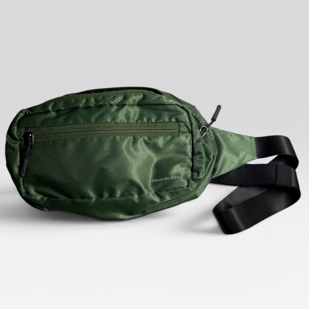 Travelon Green Nylon Waist Belt Bag Fanny Pack Lightweight Travel Belt Bag